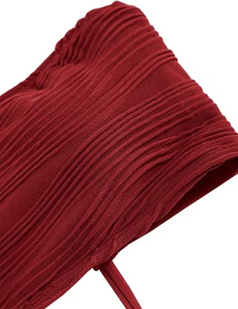 ZAFUL Women Strapless Textured Bandeau Bikini 2 Piece Swimwear Cheeky Solid Lace up Bathing Suits