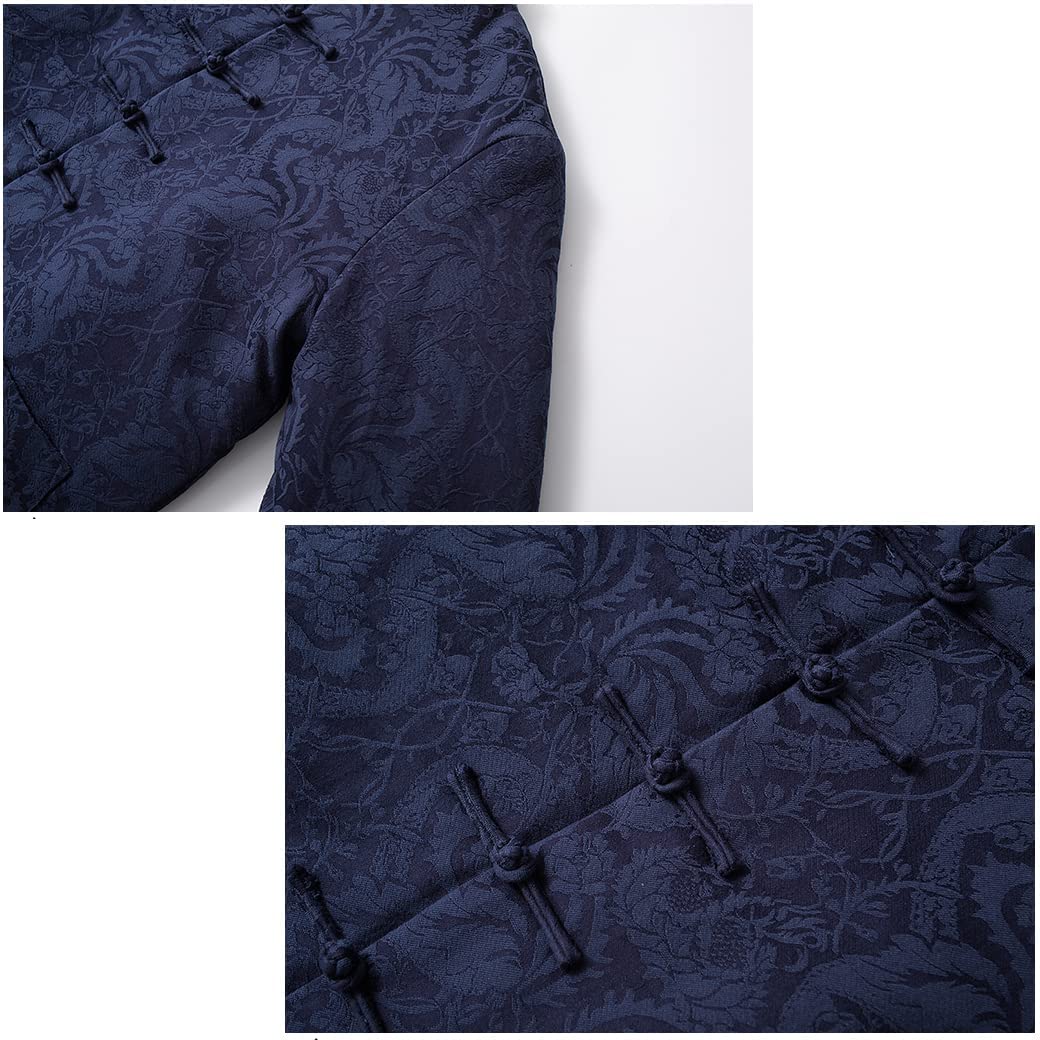 Traje Tang, Traje chino for hombres, ropa de Kung Fu, tops chinos, abrigo de algodón grueso y cálido for invierno, camisa de algodón for artes marciales(Black_M)