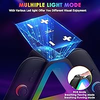 Vista 3 de Base de carga para controladores Switch2 Joy-Cons, estación de carga de 4 puertos con 7 modos de luz RGB, carga rápida para Nintendo Switch2