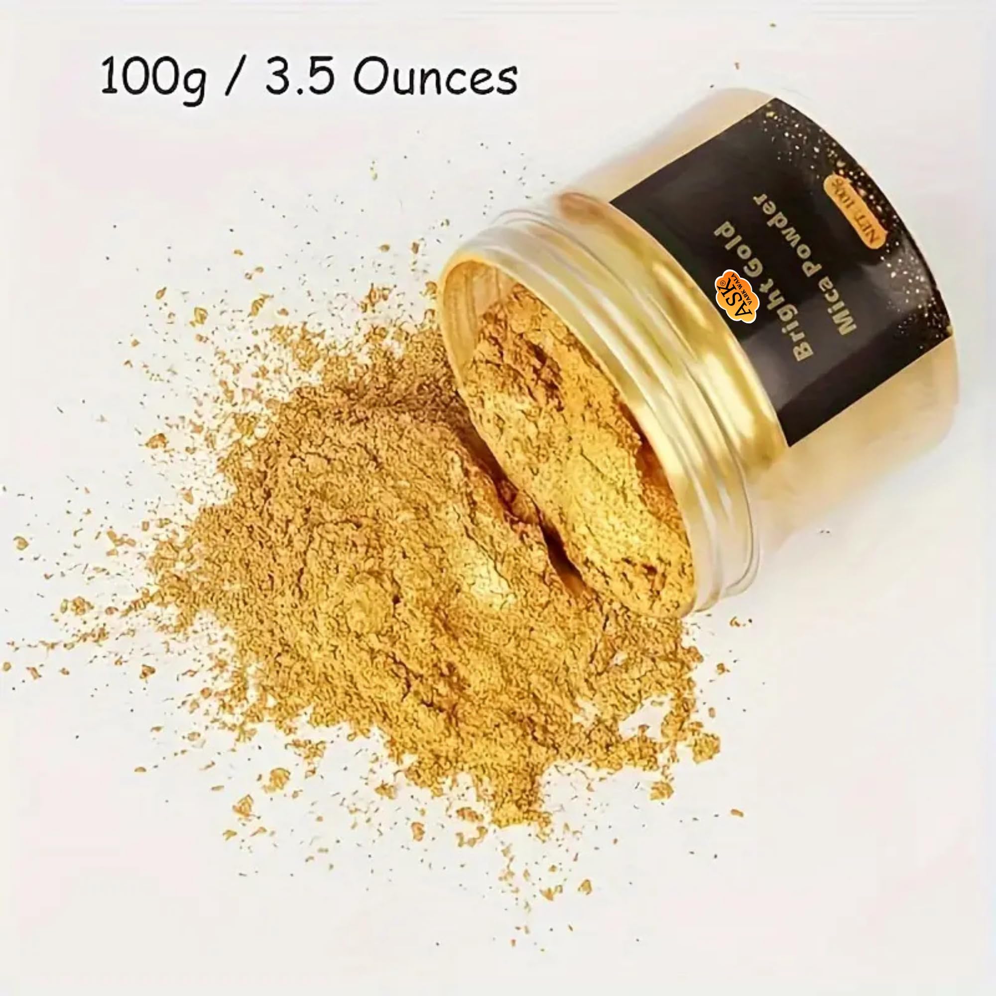 Golden Mica Powder, 3.5oz/100g - Premium Pearlescent Pigment for Epoxy Resin, DIY Crafts, Painting, Jewelry & Candle Making (Gold)