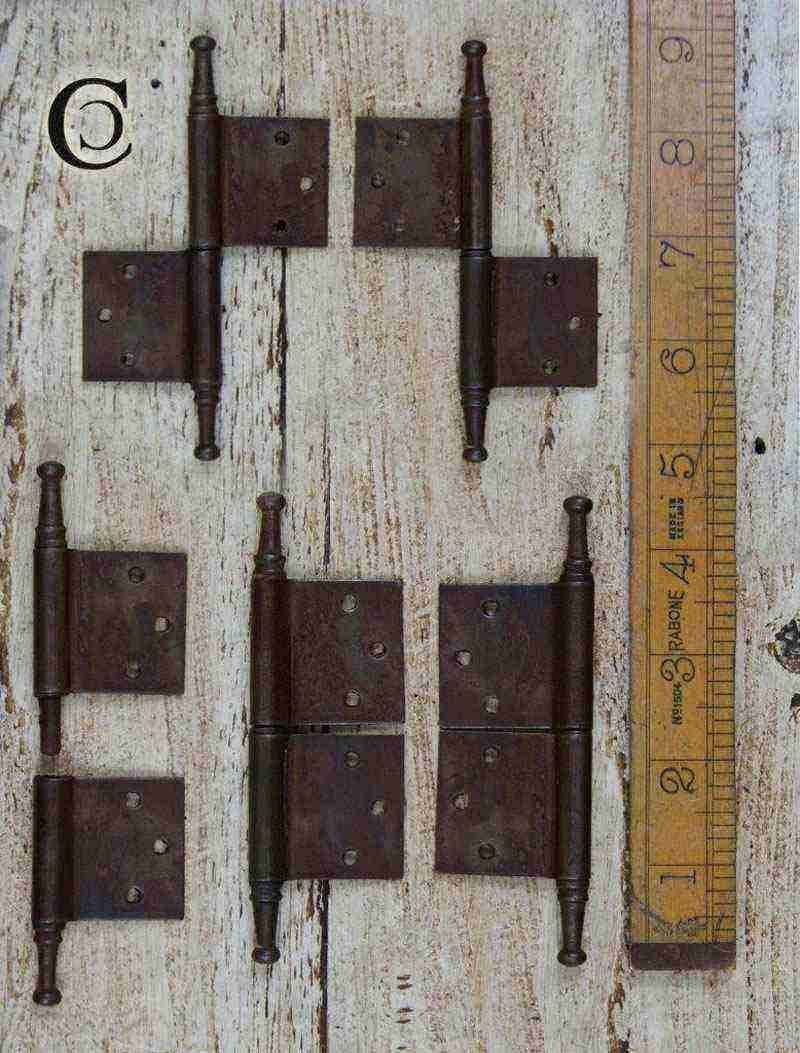 Black Country Metal Works Black Antique Iron Flush Hinge - Lift-Off Finial L & R (4 Parts) - 75Mm