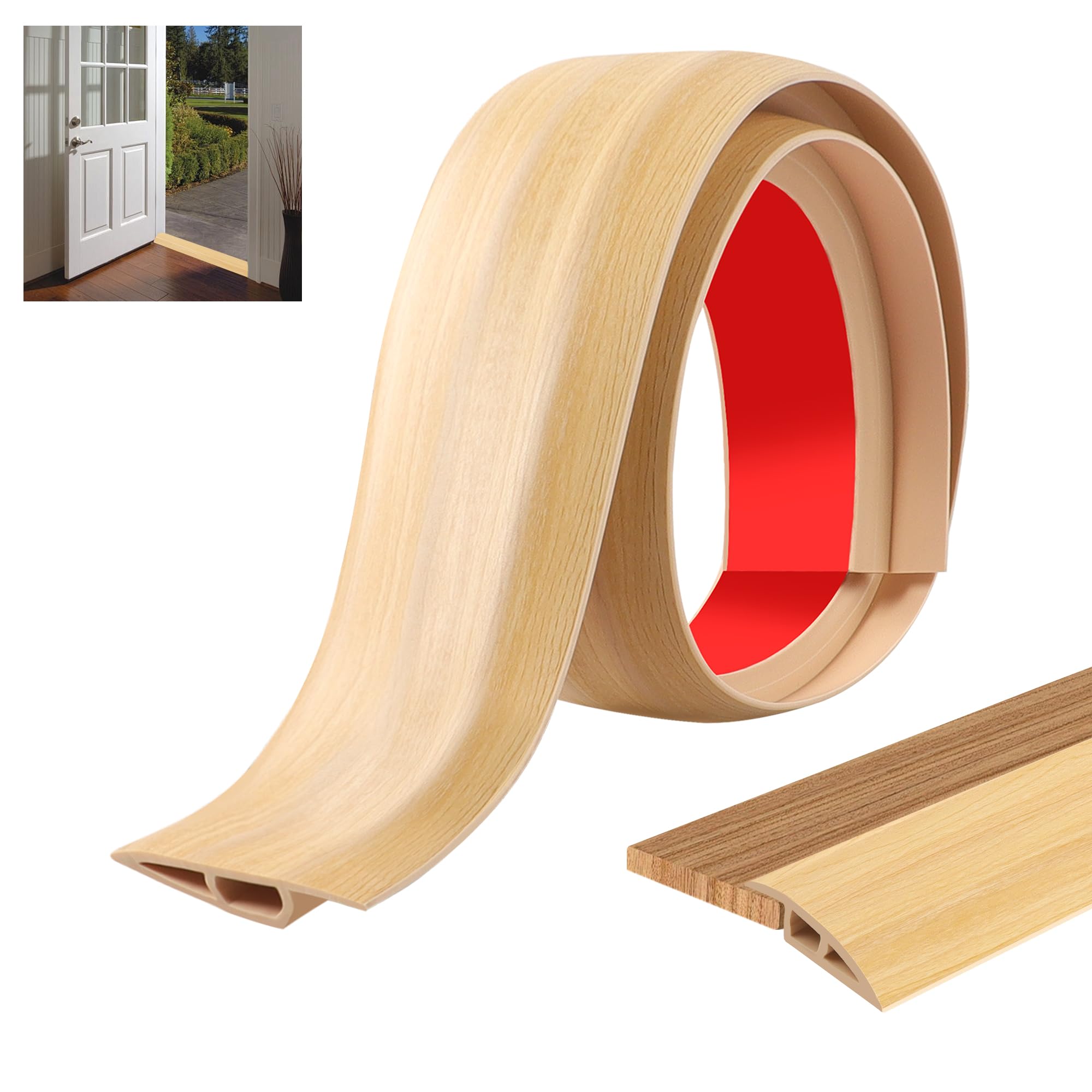 JUNART 100cm×7cm Laminate Floor Cover Strips,Self Adhesive PVC Floor Transition Strip,Scratch & Wear-Resistant For Floor Transitions Or Trim In Kitchens, Bathrooms (raw wood grain)