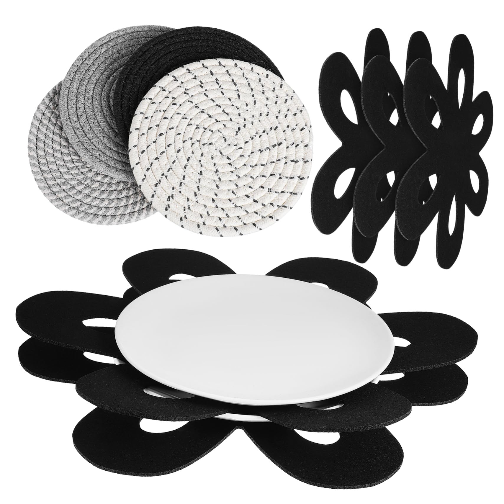 Juego de Protectores de Sartenes Redondos con Forma de Flor | 1 Set Tejido de Tela y Fieltro, Uso Multipropósito, Apilable para Guardado