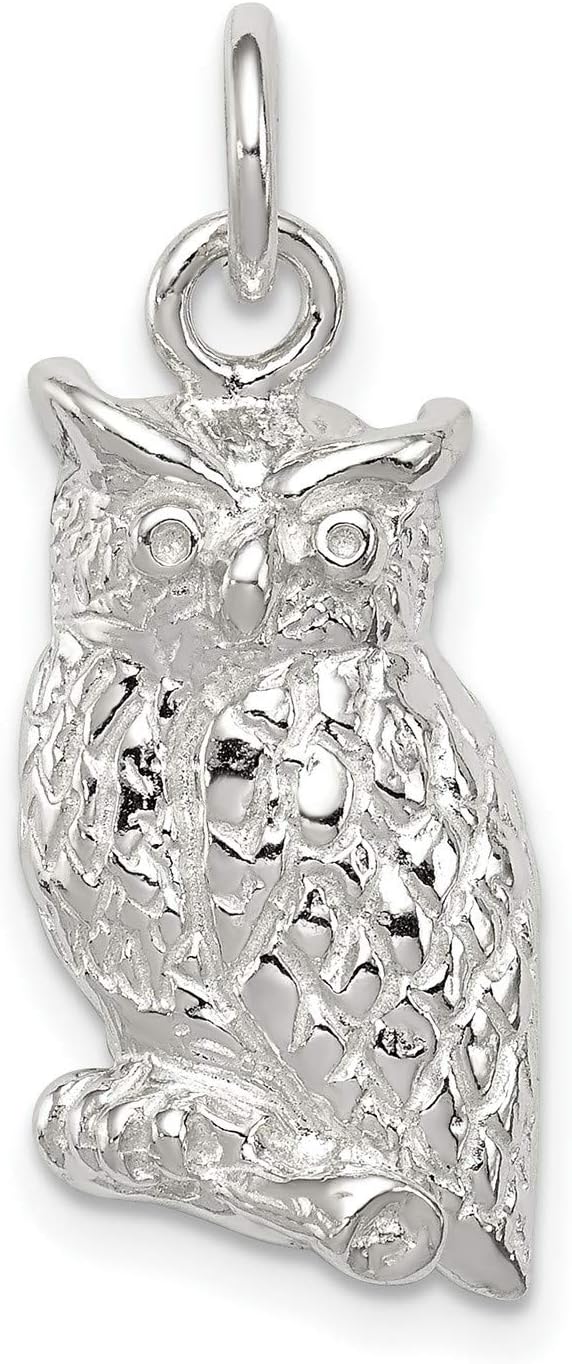 Sterling Silver Owl Pendant with Realistic Perched Owl Design, 925 Silver Animal Charm for Women, Symbolic Nature Pendant for Intuition and Wisdom, Spiritual Bird Jewelry for Necklace or Bracelet