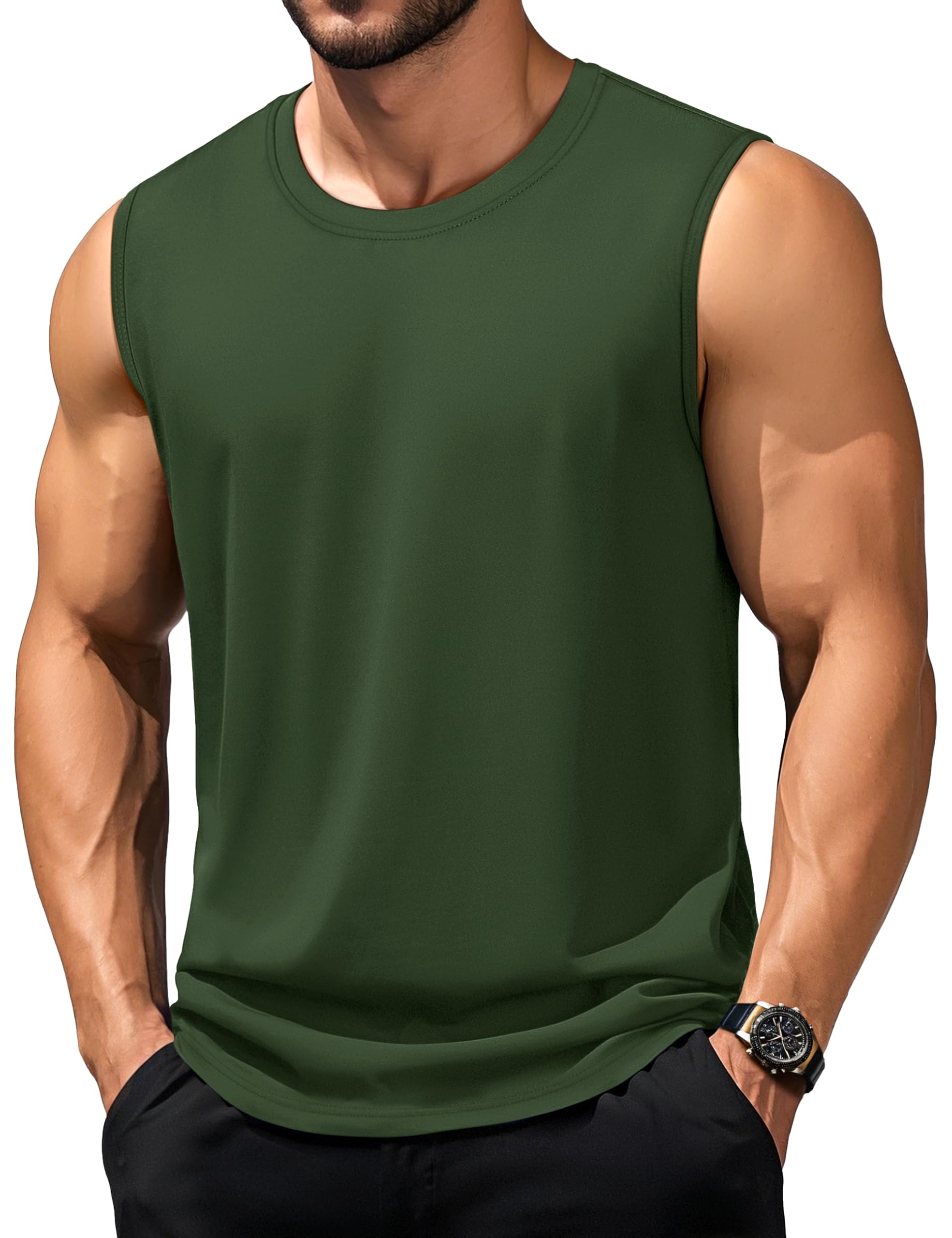 TACVASEN Tank Top Herren Baumwolle Gym Ärmelloses Shirt Sport Muskelshirt Fitness Tanktop Funktionsshirt Atmungsaktiv