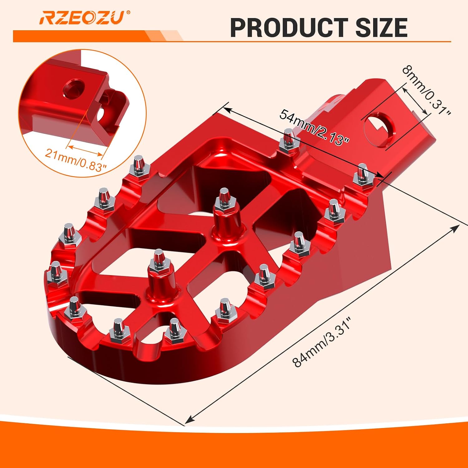 CNC Wider Anti-slip Mini Bike Foot Pegs Kit Replacement for Coleman CT200U CT200U-EX BT200X CT100U CC100X Minibike CRF XR 50 70 110 125 Pit Dirt Bike Motorcycle Parts Accessories Aluminum Red