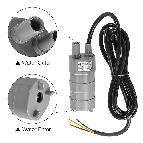 Miniatura 2 de Motor sumergible de bomba de agua de CC de cabeza alta para estanque, acuario, fuente de pecera 10LMin 600LH DC12V 1.2A con tubo de 6.5 pies
