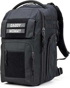 Tactical Baby Gear Everyday Tactical Diaper Bag Backpack for Dads Includes Changing Mat, Stroller Straps, Built-In Wipes & Cooler Pouch Black Everyday
