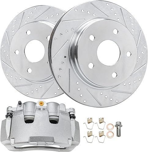 Miniatura 12 de Detroit Axle - Kit de freno delantero para Nissan Frontier Pathfinder Xterra Suzuki Equator, rotores de freno de disco perforados y ranurados