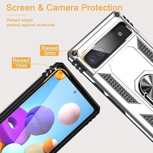 Miniatura 4 de Funda para Google Pixel 6a con protector de pantalla de vidrio templado 2 unidades, funda protectora de grado militar a prueba de golpes con anillo