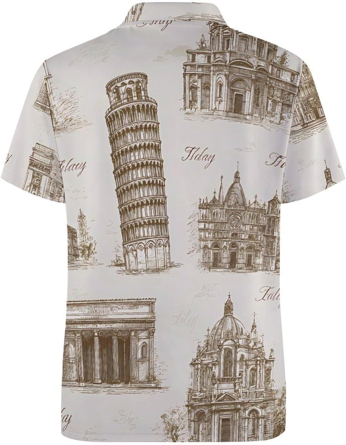 Italy Italian Landmarks Vintage Men's Polo Golf Shirts Collared T-Shirt | short sleeve,three button,quick dry,machine washable,summer tee top