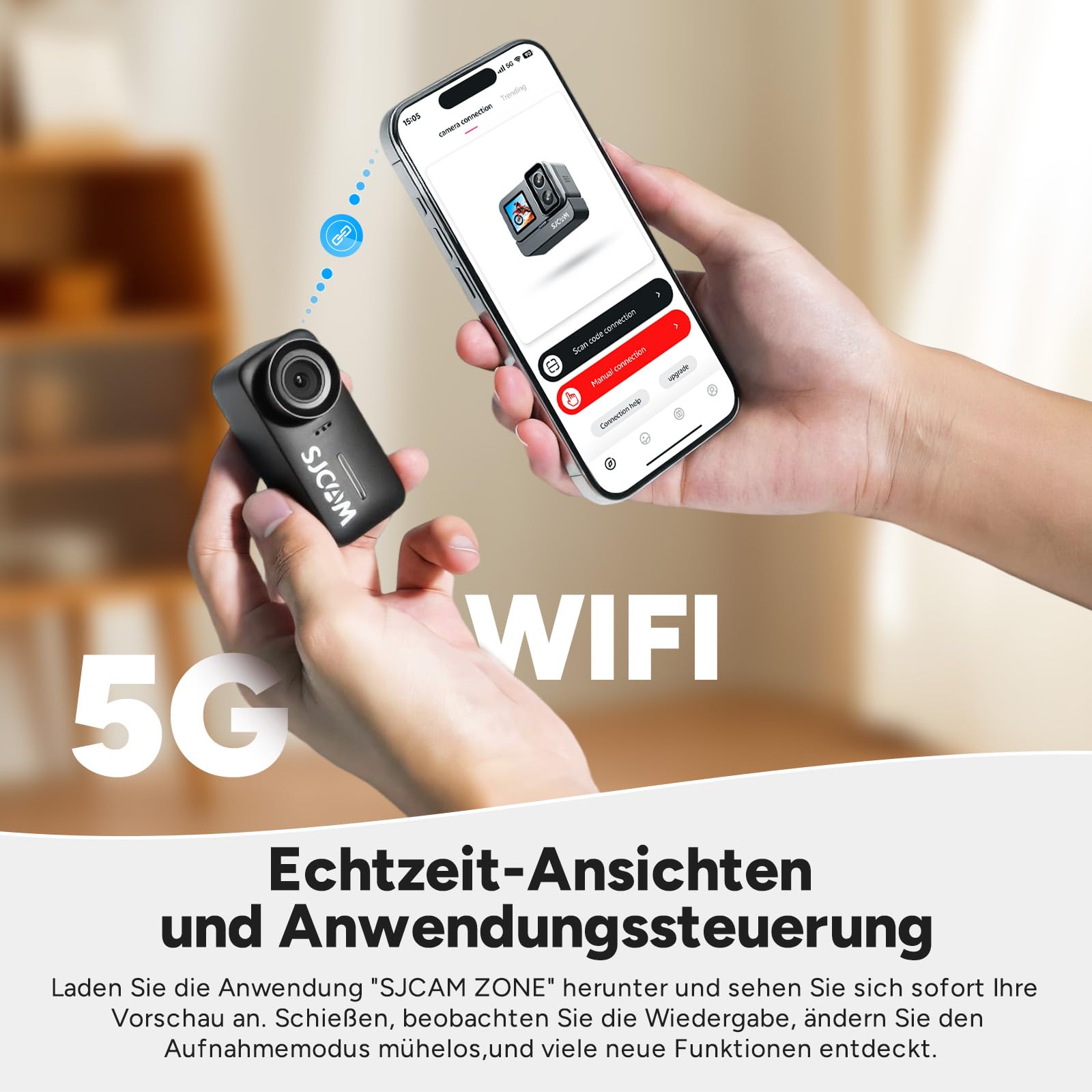 SJCAM C110 4K Bodycam ohne SD,200 Min Laufzeit,EIS,Wasserdicht | Action Cam,POV-Kamera Ideal für Vlogging,Reisen,Wandern,motorrad und Sport,Nur mit 5-GHz-WLAN kompatibel
