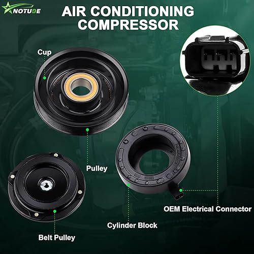 Miniatura 2 de Compresor de CA con embrague para Odyssey 3.5L 2005-2007, para MDX 3.5L 2003-2006, 2003-2007 para A-ccord 3.0L CO 10736C/CO 10736G Ranuras de polea