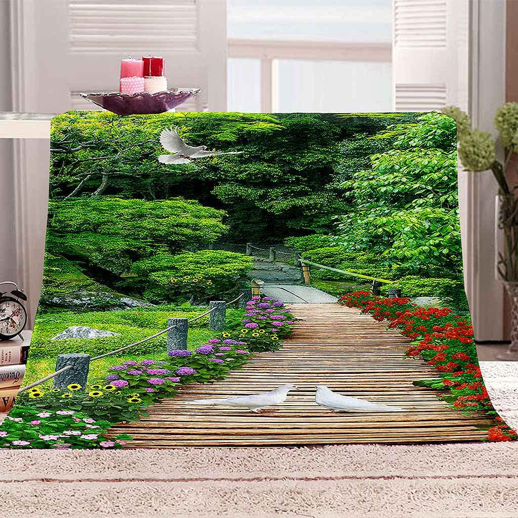 Couverture polaire flanelle plantes vertes plaid microfibre chaud jeté de lit doux 150x200
