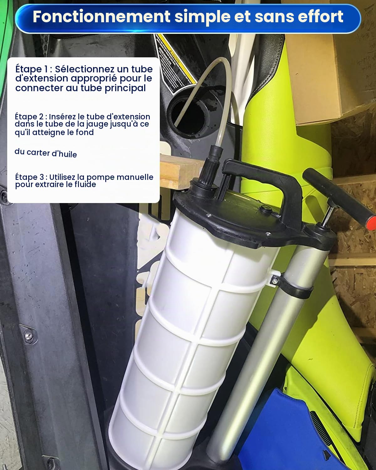 ATPEAM Pompe Manuelle Vidange Huile Moteur 9L, Extracteur à Vide pour Vidange de Liquides Voiture, Moto, Camion