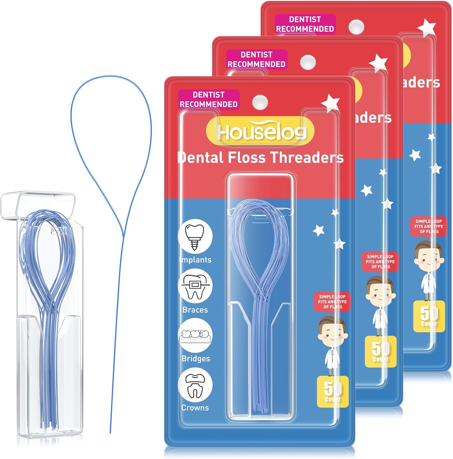 Amazon.com : Houselog Dental Floss Threader, Deep Clean Floss for ...