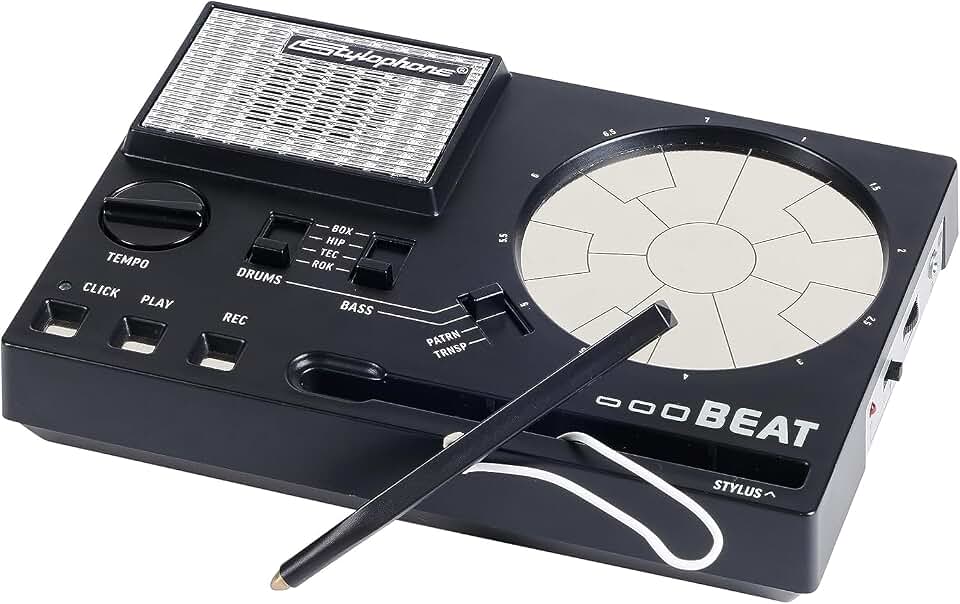 Stylophone Beat - Compact Stylus Drum Machine | 4 Drum Kits &amp; 4 Bass Sounds | Rhythm Machine Beat Maker | Drum Loop Machine