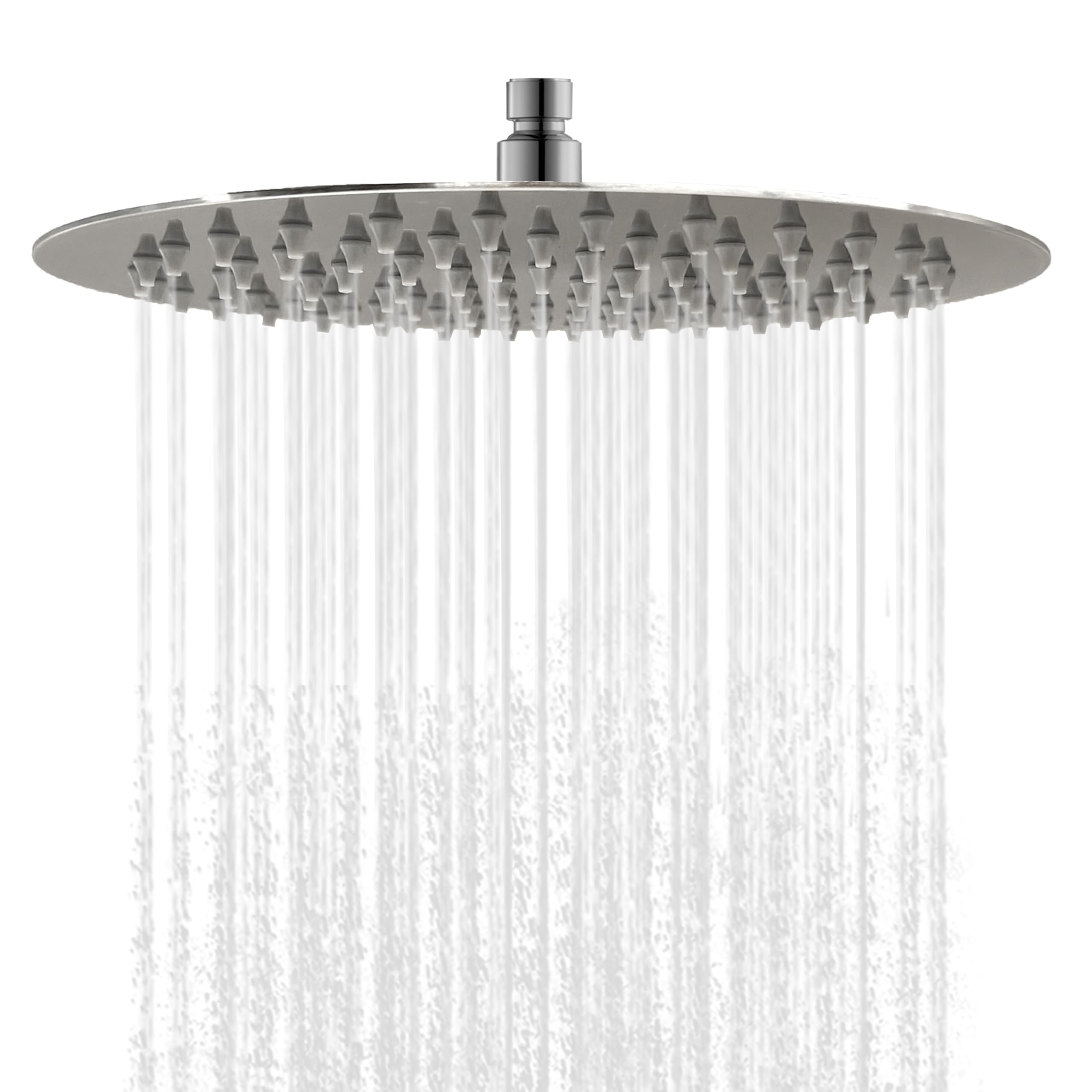 Simple Bathroom Rainfall Shower Head 8 inch Large Top Spray Round Showerhead 304 Stainless Steel Ultra Thin Powerful High-Pressure, UK Standard Size with 1/2" BSP Thread