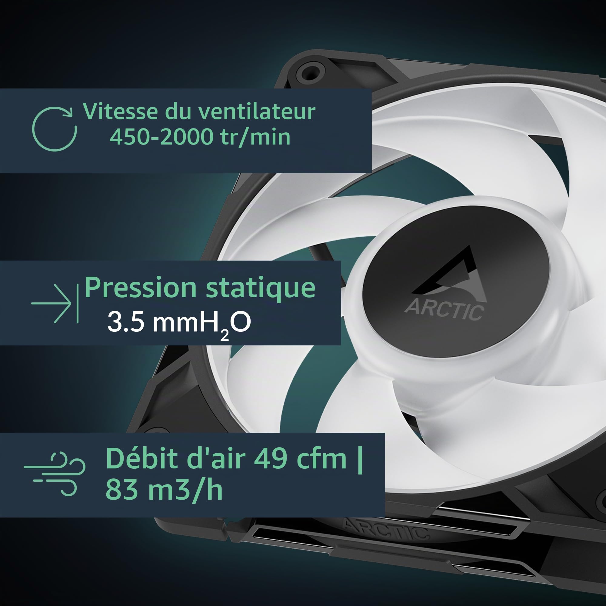 ARCTIC P12 Pro A-RGB LN, 3 Pièces - 120 mm Ventilateur PC Premium