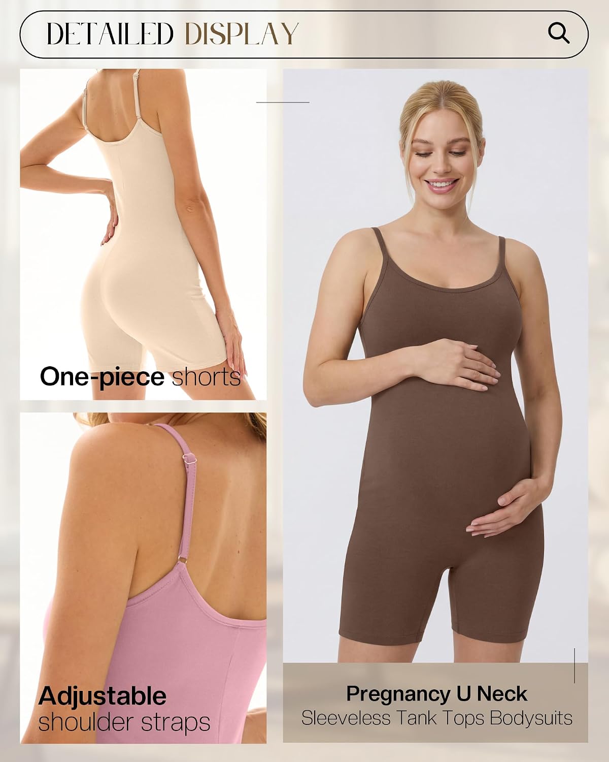 3 Pack Women's Maternity Jumpsuit Shorts, 3-Color, Medium