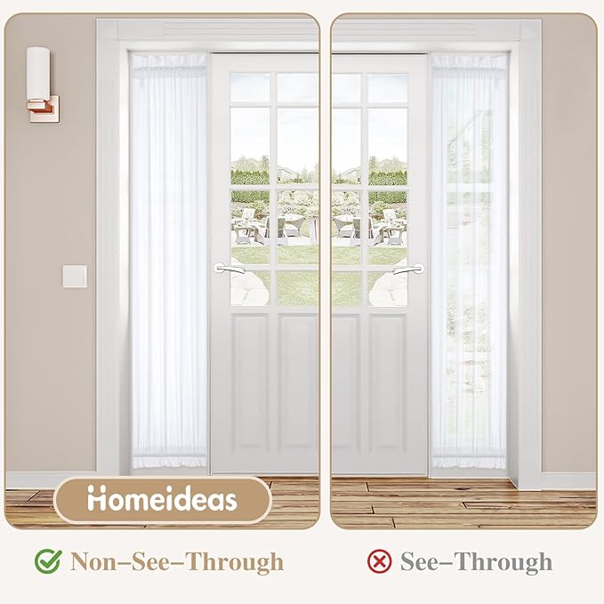 Cortinas para Puerta Francesa HOMEIDEAS, 2 Paneles, Bloqueo de Luz, Blanco miniatura 4