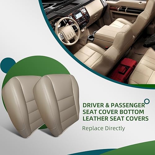 Miniatura 2 de Fundas de asiento inferiores de cuero compatibles con F Series 250 350 450 550 Lariat XL XLT STX FX4 2002-2007