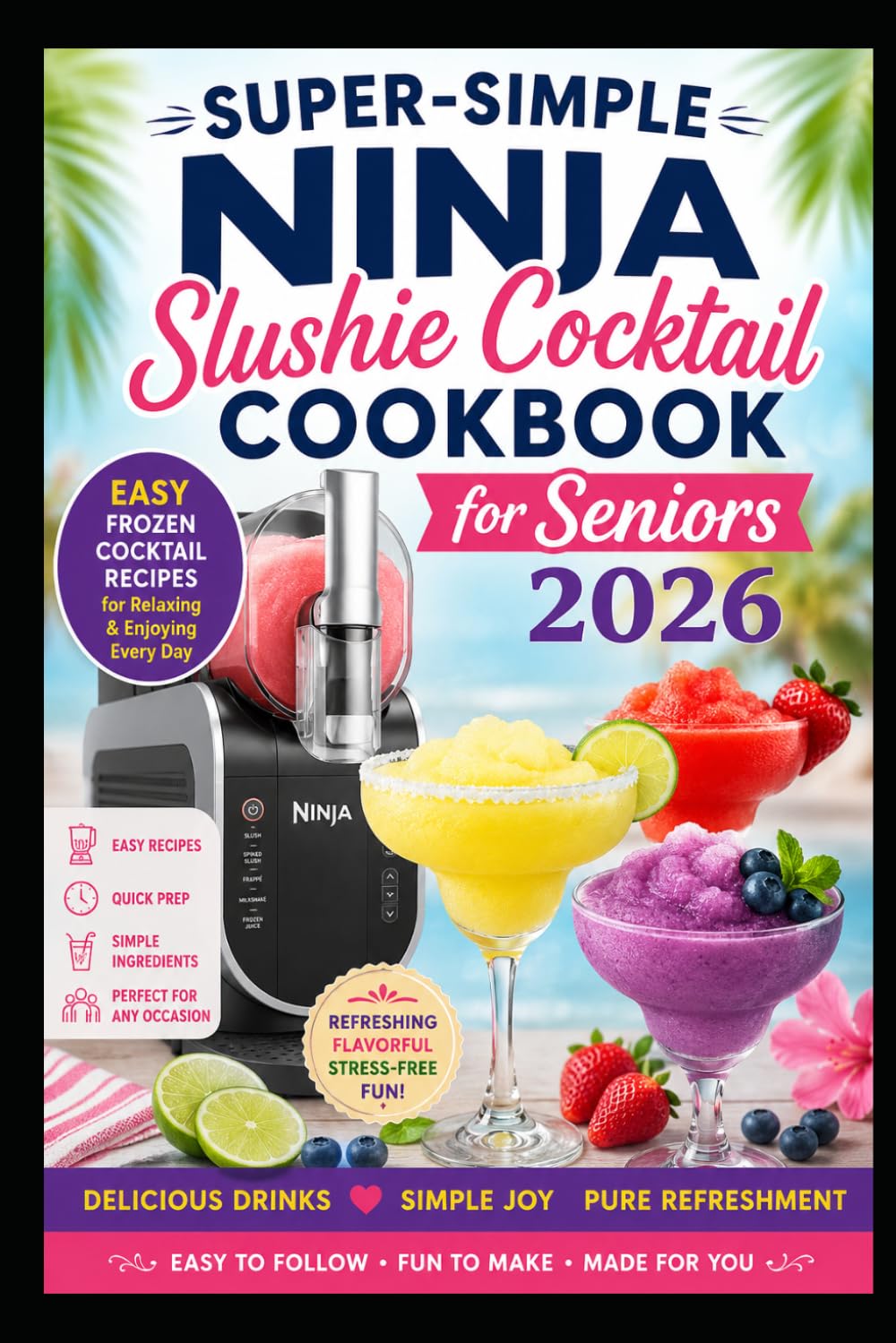 Super-Simple Ninja Slushie Cocktail Cookbook for Seniors 2026: Easy Frozen Cocktail Recipes for Margaritas, Daiquiris Smoothies and Refreshing Adult Slush Drinks with Simple Ingredients and Stress-Fr