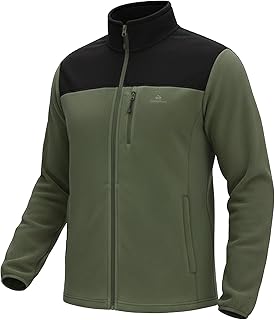 Pioneer Camp Fleece Jacket Men Full Zip Polar Lightweight Windproof Casual Soft Warm Outwear Outdoor Coat with Chest Pocket