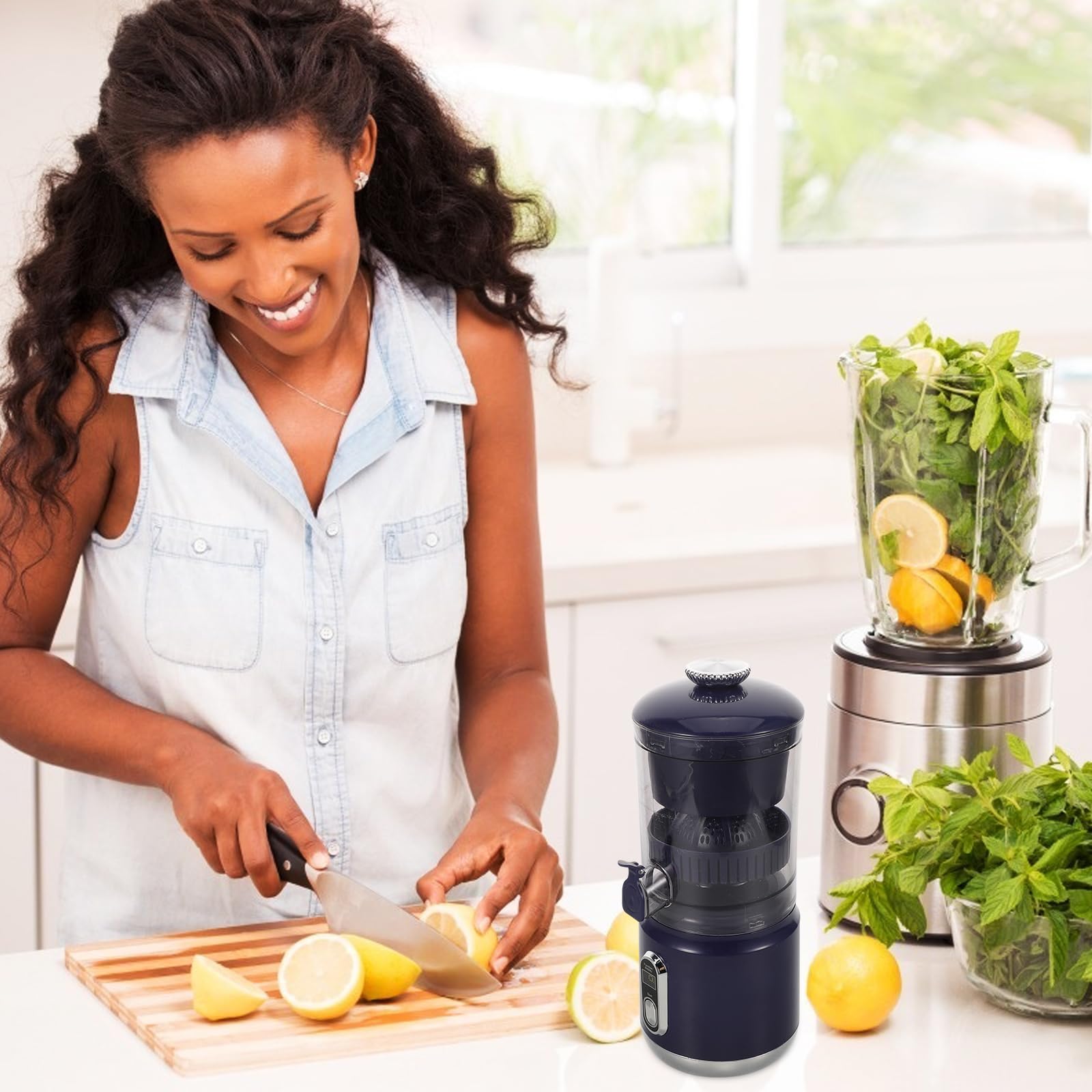 Cabilock Exprimidor de Cítricos Eléctrico de Exprimidor de Naranjas Automático Separador de Pulpa de Fruta Personal para Hacer Jugos de Frutas y Bebidas Saludables Casa