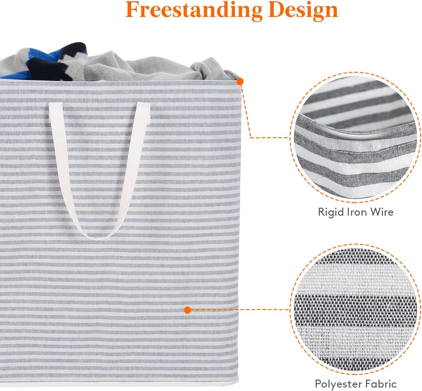Lifewit 100L Freestanding Laundry Hamper, Bundle with 136L Double Laundry Hamper with Lid, Grey