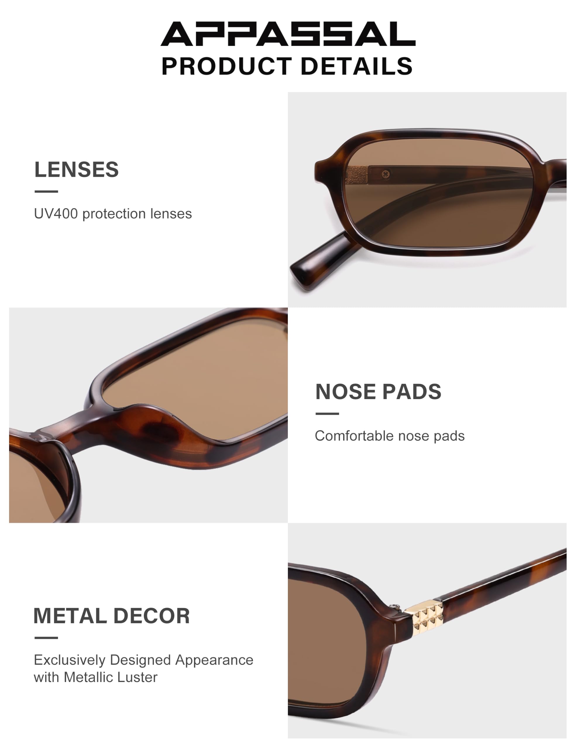 Appassal Retro prostokątne okulary przeciwsłoneczne dla kobiet moda vintage modne śmieszne małe lata 90. kwadratowe okulary przeciwsłoneczne 2025 AP3698