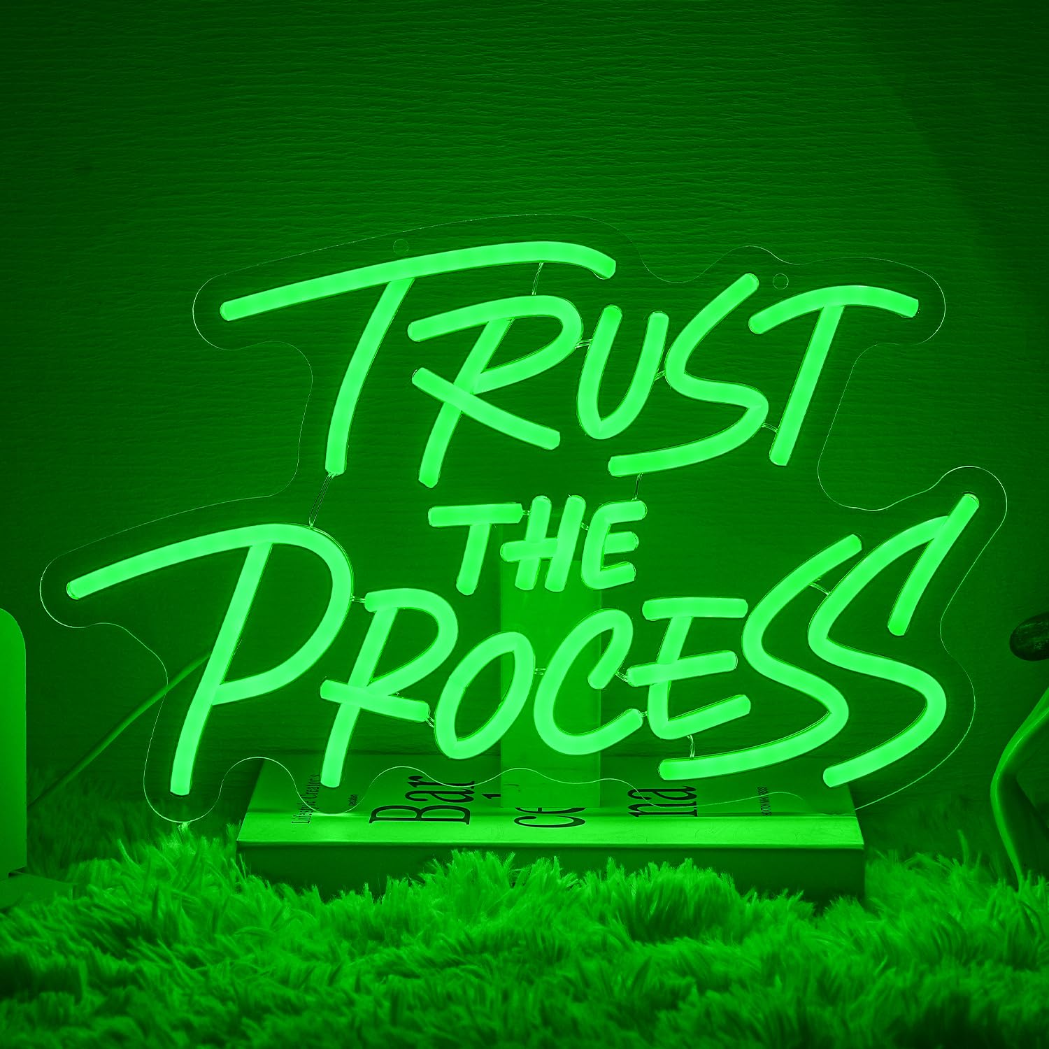 Trust The Process Neon Sign for Wall Decor Green Neon Light Gym LED Sign Dimmable Motivation LED Light Letter Lighting for Bedroom Bar Classroom Gym Office Art Inspirational Alphabet