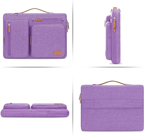 Vista 122 de MOSISO - Bolso de hombro protector 360 para laptop, bolsa para computadora de 15-15.6 pulgadas, bolsa tipo mensajero con apertura lateral, 4 Azul