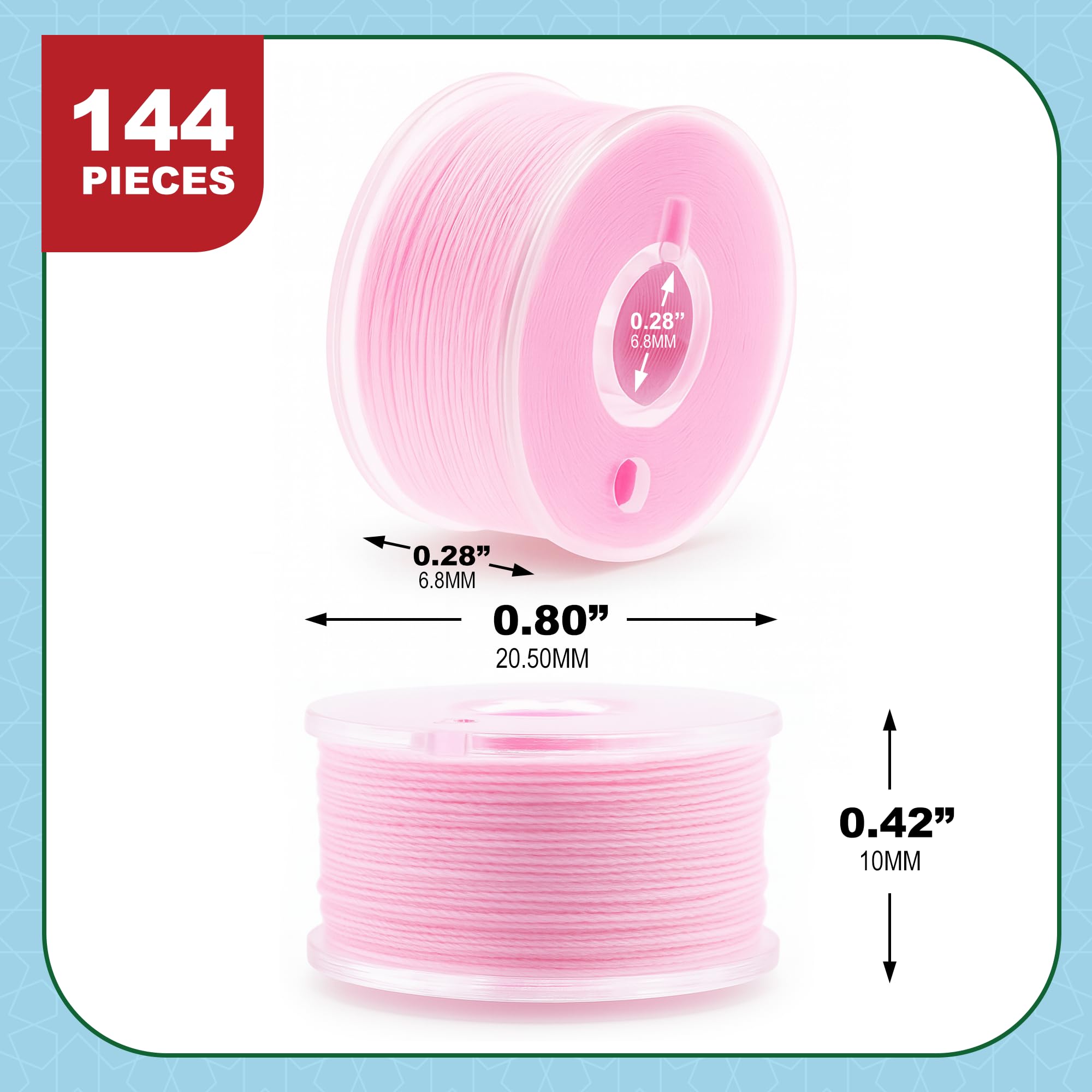 Mandala Crafts 144 bobinas preenrolladas SA156 rosas para máquina de coser Singer, bobinas SA156 para máquina de coser Brother, hilo de bobina precargado de 15J para bordado