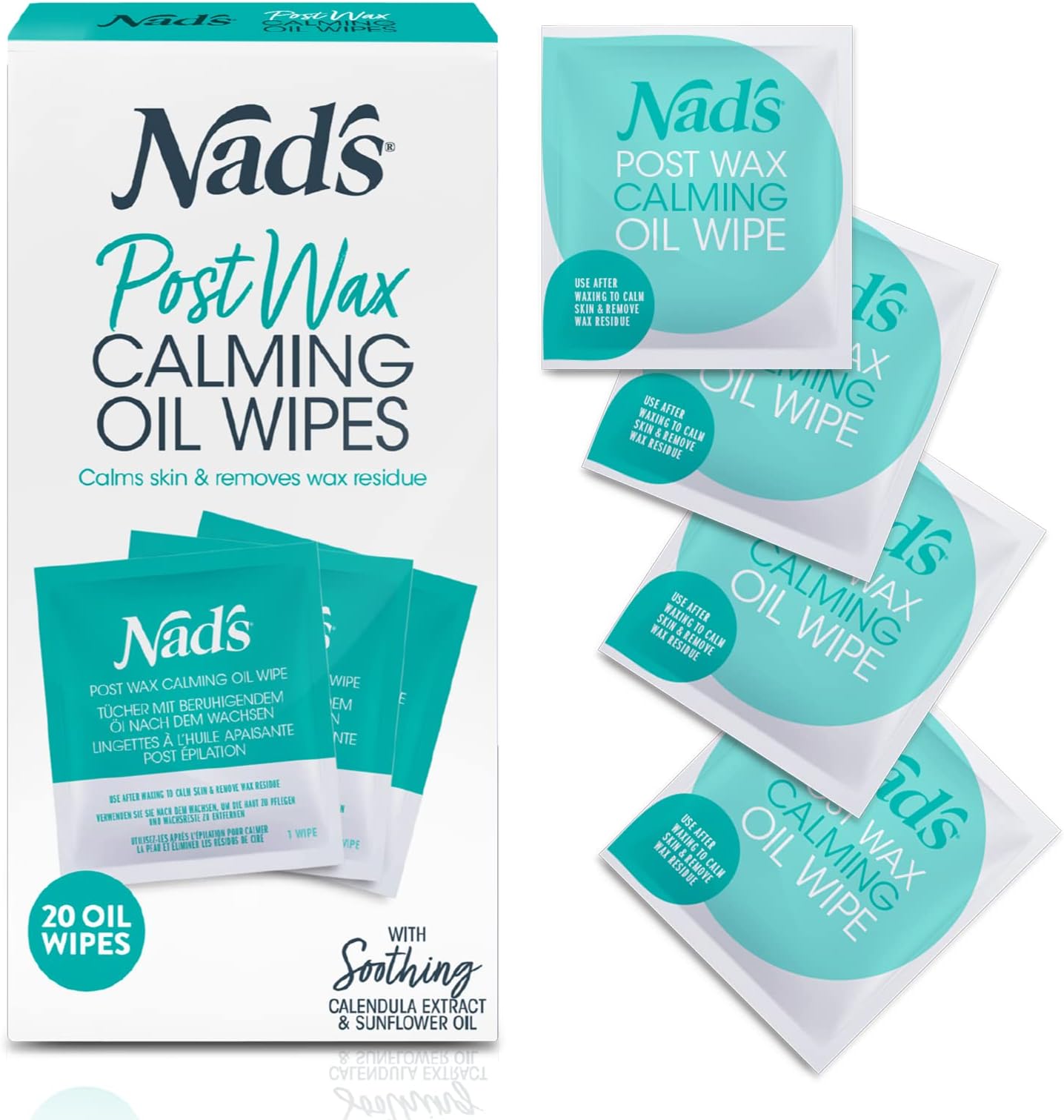 Post Wax Calming Oil Wipes Refill Pack - 20 Wipes, After Wax Remover