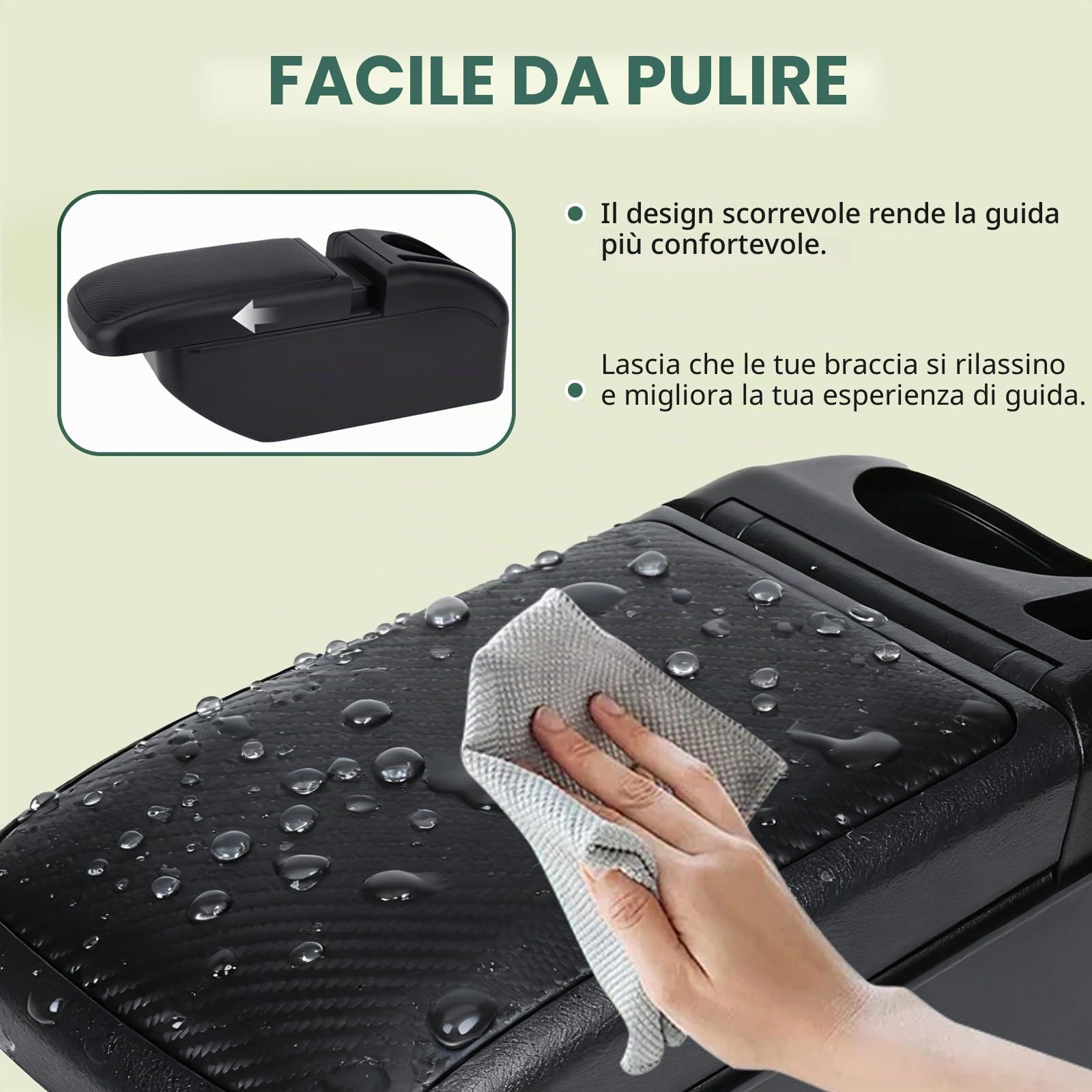 ZENVI Compatible with Hyundai i20 Braccioli | Stile Fibra Carbonio,Braccioli,Console Centrale Organizer Immagazzinaggio Scatola,Utilizzabile Per Autisti Supporto Gomito