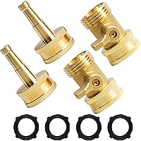 Hourleey 2-Pack Heavy Duty Brass Hose Nozzles with Shutoff Valves - High Pressure Jet for Garden Hose, Car Wash, Leak-Proof with Extra Washers