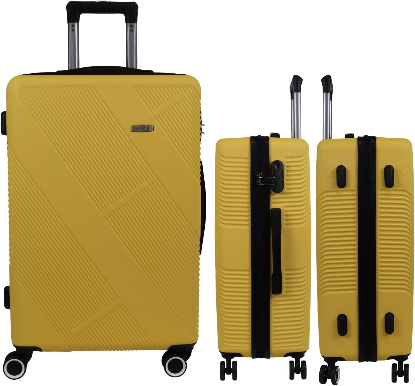 review MIAZIB PC Luggage Suitcase Carry on Luggage Sets with 4 Spinner Wheels Tourister Hard Luggage Set (Yellow)