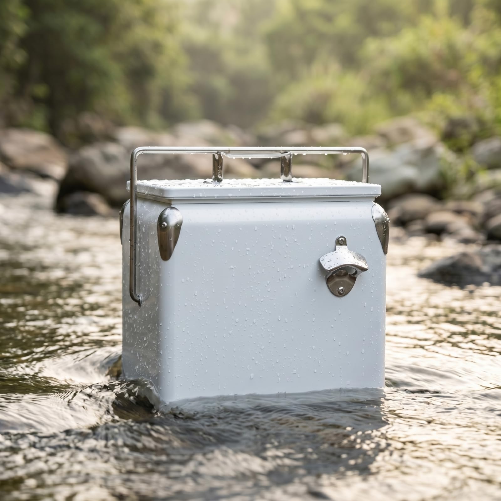 Metallkühlbox Kühlend Kühlbox mit Tragegriff Funktional Tragbare Kühlbox für Camping, Picknick, Roadtrips