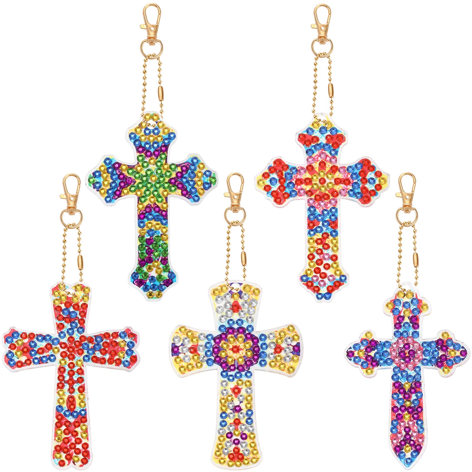 Kit Peinture Diamant 5D 5 Pièces Chat - Porte-Clés DIY Mosaïque Strass Pour Débutants JSRQT