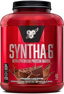 BSN Syntha 6 Whey Protein Powder | 22 Grams Protein Per Serving | 10 Grams Naturally Occurring Essential Amino Acids Per Serving | 48 Servings Per Container | 5LB (Chocolate Cake Batter)