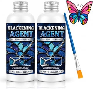 Black Patina for Stained Glass Solder 200g, for Deep Dark Finish Permanent Color on Silver Solder Lines, Enhance Craft Contrast & Vintage Look, Stained Glass Supplies