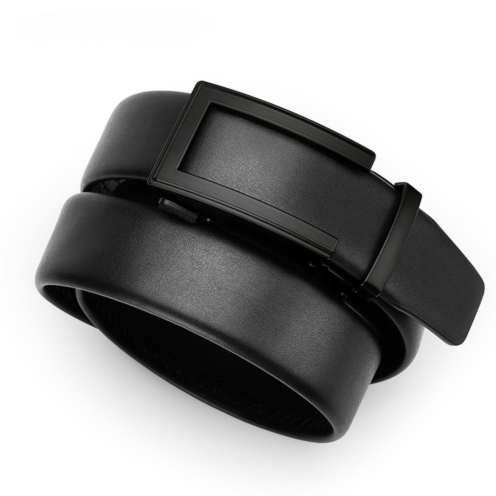 Cinturón de cuero genuino para hombre, hebilla automática, trinquete ajustable.