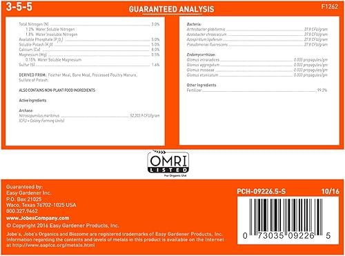 Miniatura 4 de Jobe's Organics 09226NA - Alimento granular para plantas, frutas y cítricos, 4 libras, marrón y 09526 Fertilizante granular orgánico multiusos