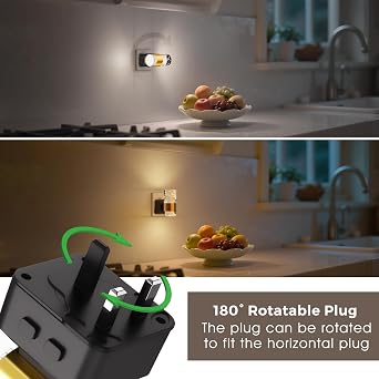 LOHAS-LED Plug in Night Light,Dusk to Dawn Sensor, 3000k/5000K/Amber | Night Light,Adjustable Color Temperature,3 Brightness Levels,Acrylic Nightlight for Hallway,Stair,Bedroom,1 Pack [Energy Class F]