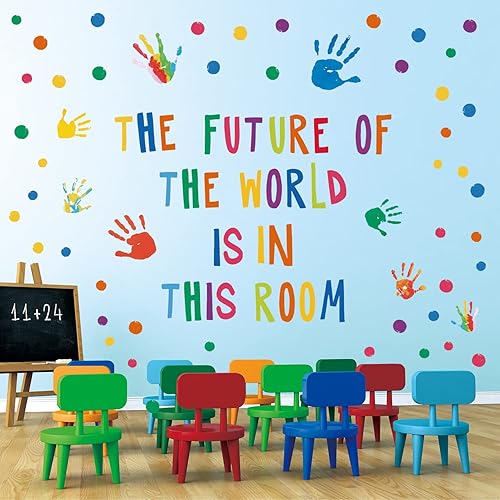 Miniatura 7 de DECOWALL DS8-8050 - Calcomanías de pared con impresión de mano, calcomanías de pared para bebé, tinta de mano, inspiradora, pintura para guardería,