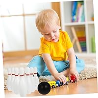 Vista 6 de Kisangel Juego de bolos para niños, juguete de bolos de plástico con 10 pines y 2 bolas para interiores y exteriores, interacción deportiva familiar