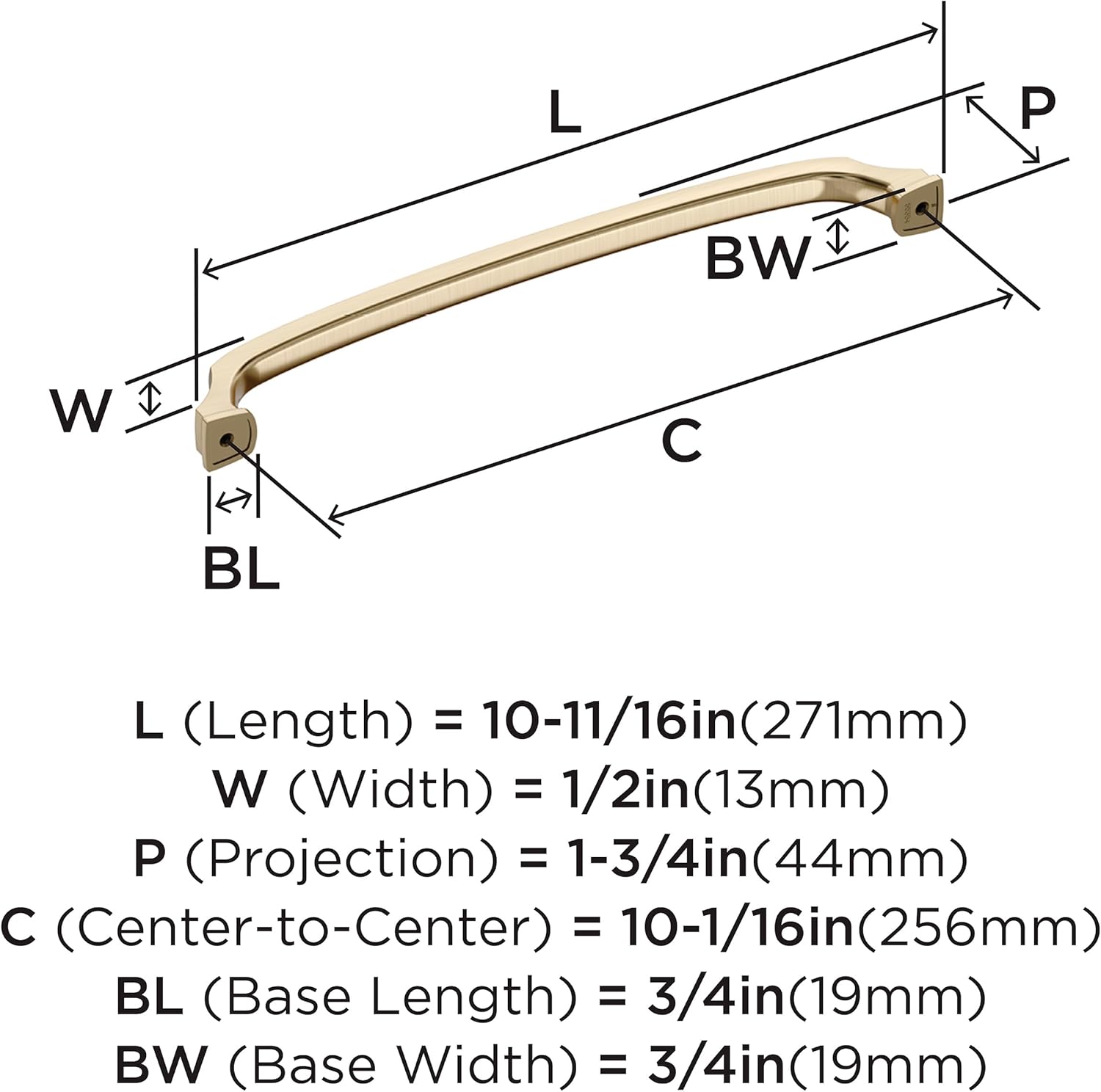 Amerock Revitalize 10-1/16 inch (256mm) Center-to-Center Golden Champagne Cabinet Pull, BP55354BBZ