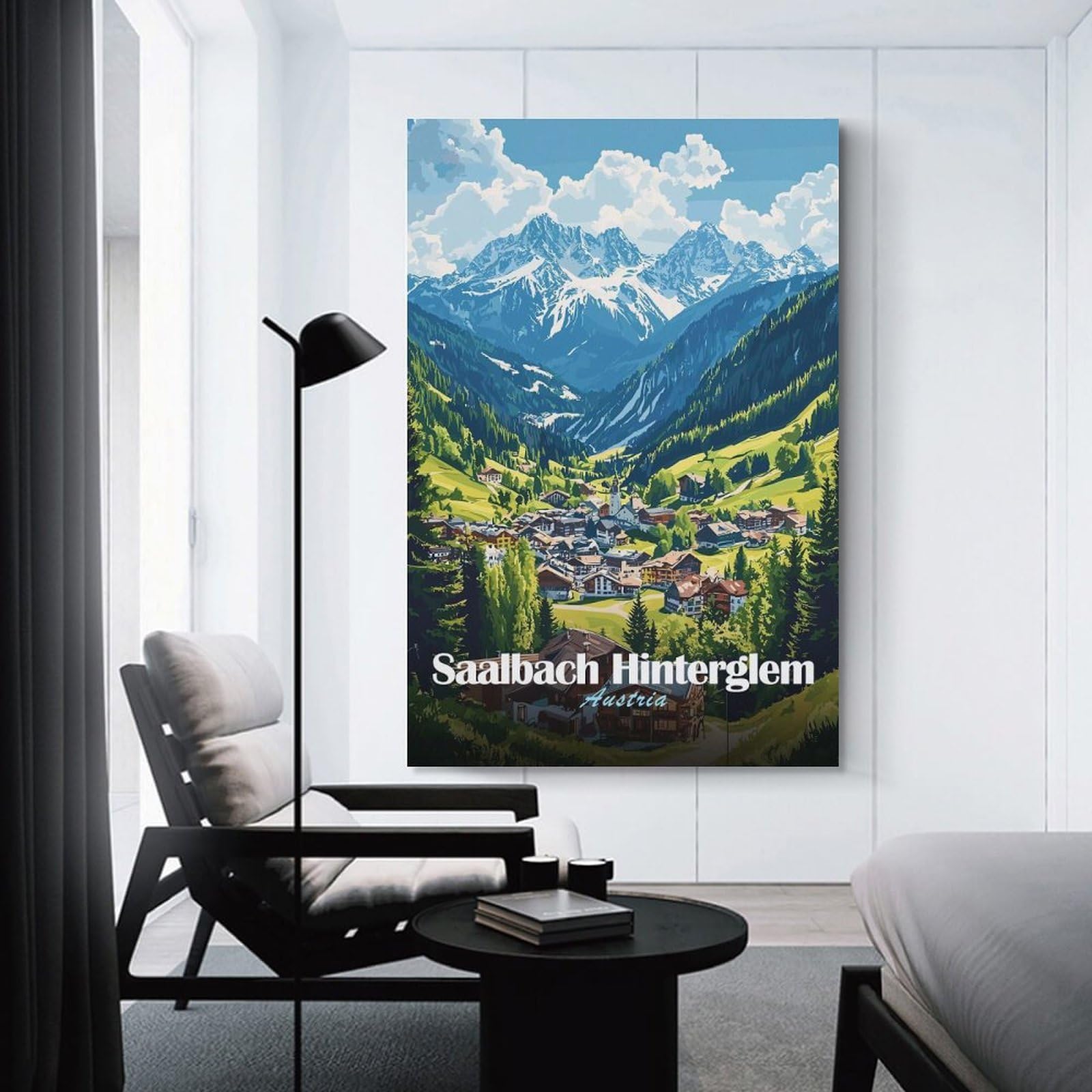 Junmoney Saalbach Hinterglemm Austria Wall Art Print 20x30inch(50x75cm), for Hallway, Entryway Or Landing, A Neat Decor Update for Hallways, for Everyday Interiors