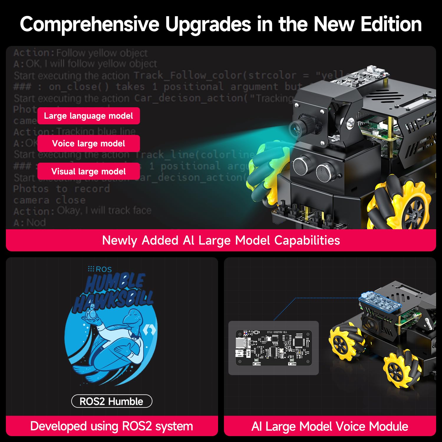 Yahboom RPi 5 ROS2 Robot Car 360°Movement, AI Vision & Tracking, Integrated Multimodal Large AI Model OpenRouter, AI Voice Interaction (Superior with RPi5-16GB)